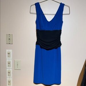 Ann Taylor Royal Blue and Black Midi Dress